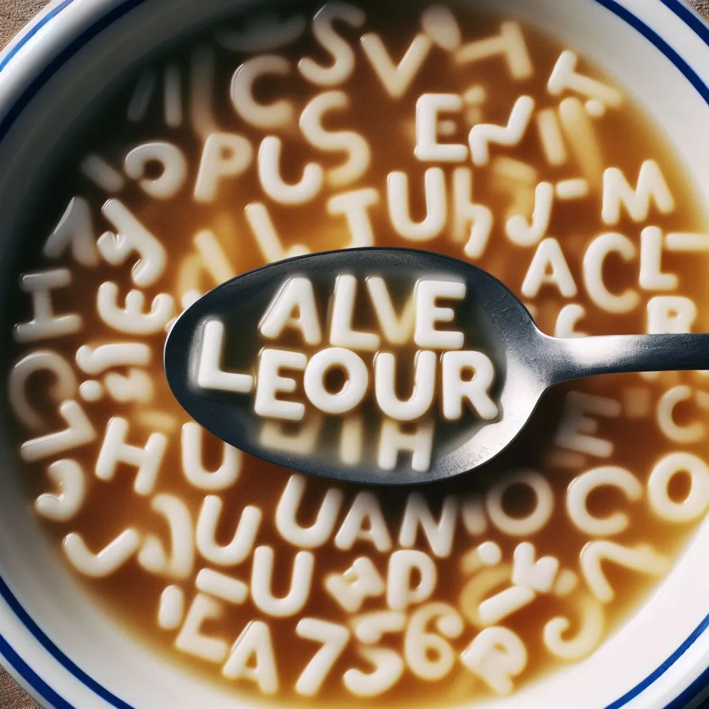 Soup with the letters from the alphabet 