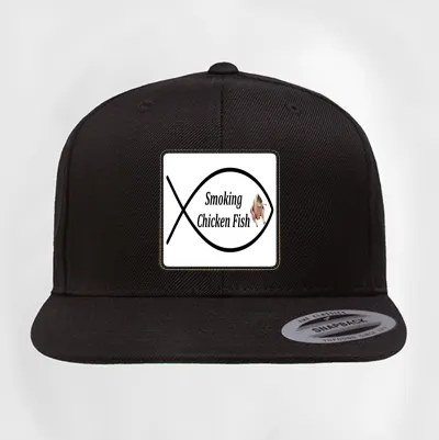 Smoking Chicken Fish logo flat patch hat