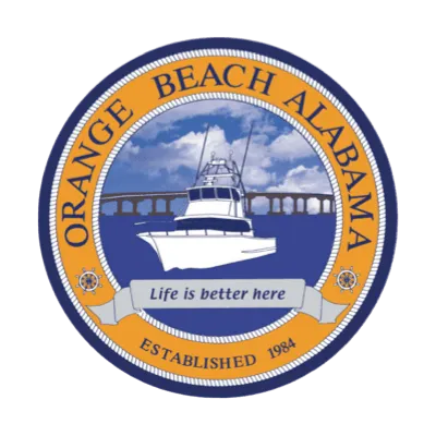 <alt=“City of Orange Beach, Alabama seal representing local exterior cleaning services area.”>