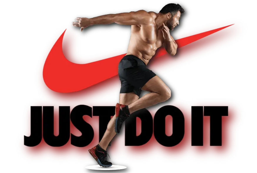 Athlete mid-sprint with ‘Just Do It’ grit — fueling the Vault Hustle mindset: Create. Market. Flip. Repeat.