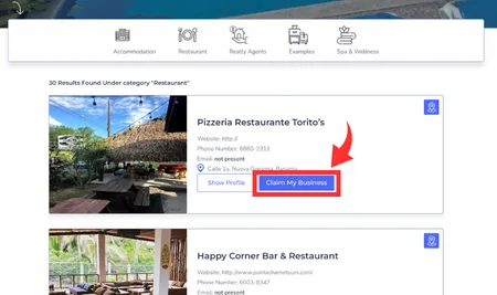 Best in Panama - Pointer to Claim My Business Button