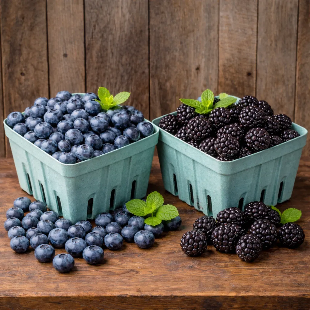 summer blueberries and blackberries