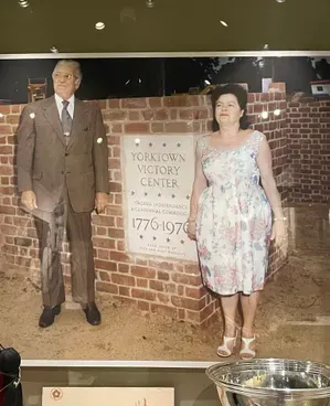 Photo of Nick and Mary Mathews at site of 1976 bicentennial, Yorktown Victory Center, now the American Revolution Museum at Yorktown