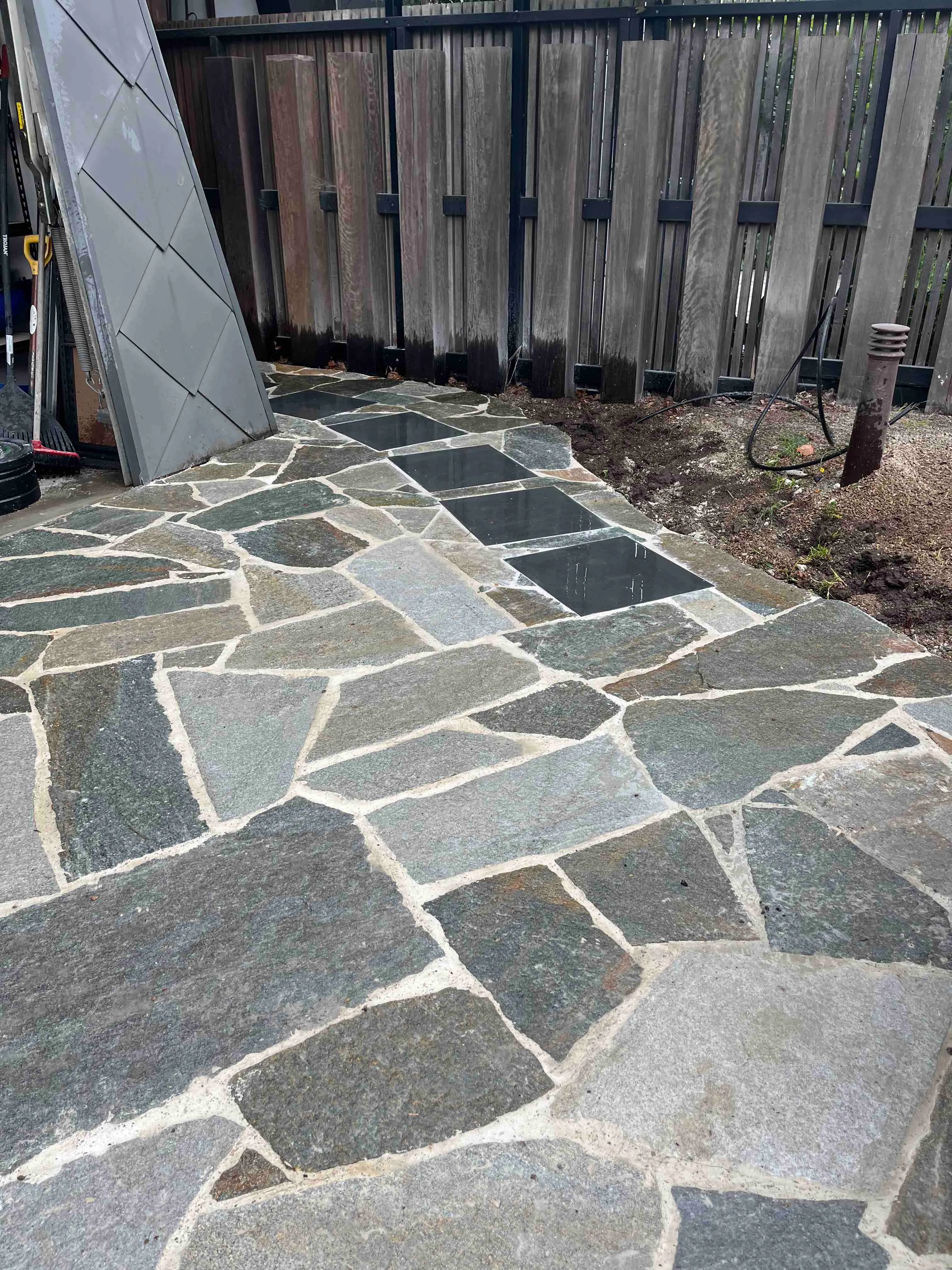 Edna Walling-inspired natural stone paving in Melbourne garden