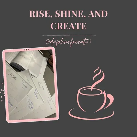 Rise shine and create Daphne Free At 50 Instagram post branded with coffee and personal notes