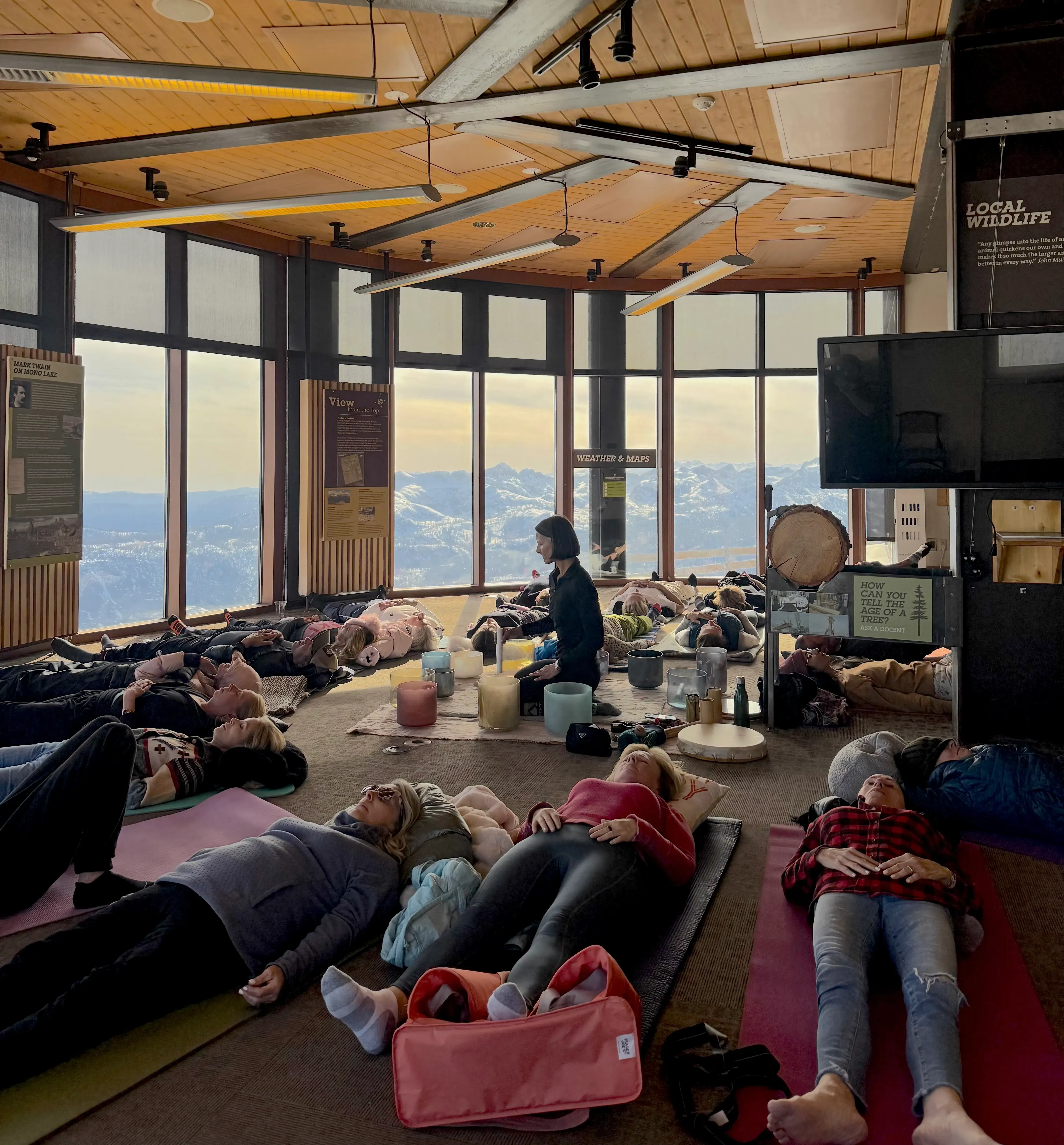 Corporate Retreat Sound Bath Setup in Mammoth Lakes, CA