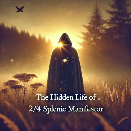A solitary, introspective figure stands partially cloaked in a forest at dawn, surrounded by mist and soft golden light. Their posture is quiet but magnetic, embodying the mysterious strength of a 2/4 Splenic Manifestor. The setting evokes intuition, instinct, and hidden depth, capturing the essence of silent guidance and deep inner knowing.