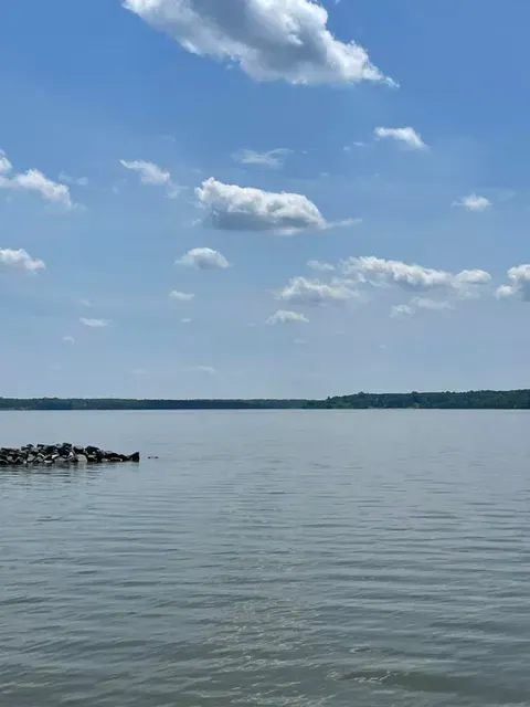 view across the James River from the pier at Jamestown Settlement