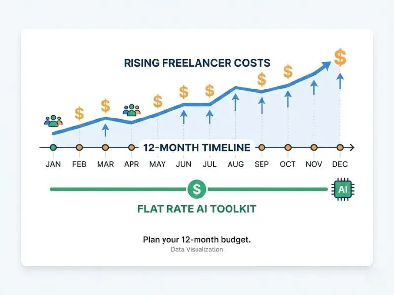 12-month financial projection comparing outsourcing costs to in-sourcing with AI.