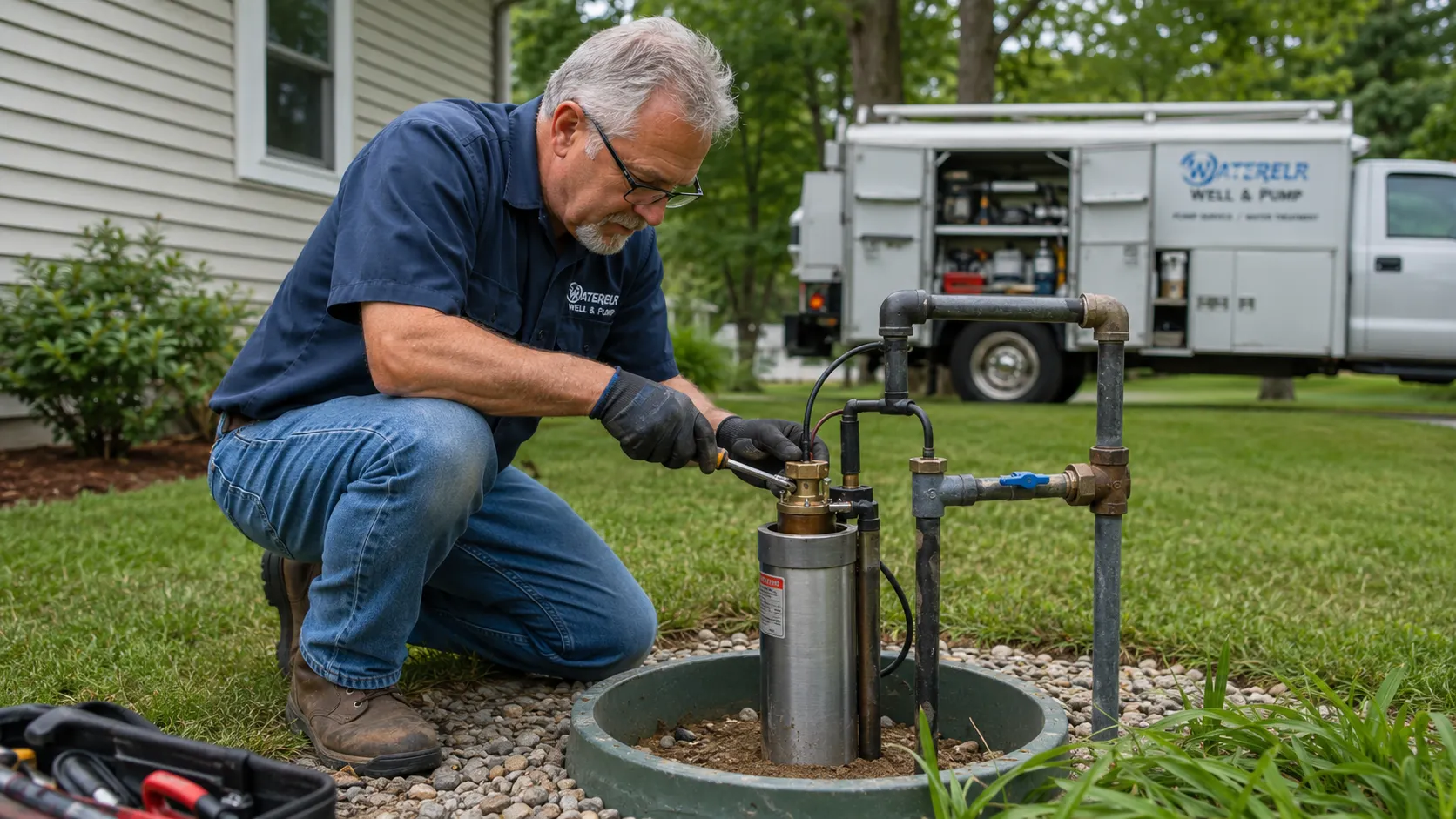 Replacing a broken submersible well pump in Canton, Georgia, we do emergency well pump repairs and drilling