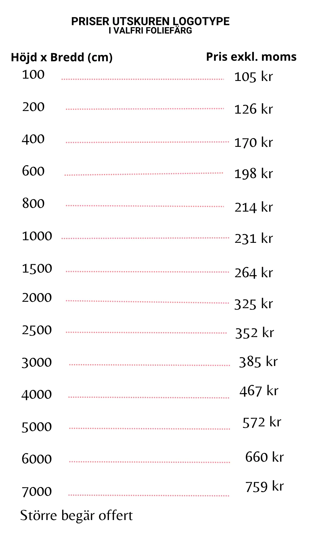 Prislista utskuren logotype