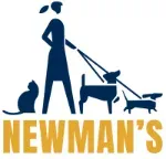 Newman's Dog Training clip art logo woman 2 dogs on leash and cat