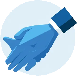 Simple handshake icon representing trust and client satisfaction.