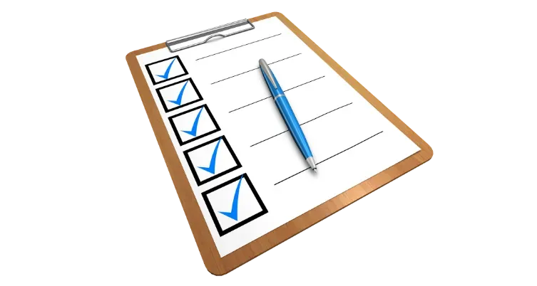 A generic checklist on a clipboard.