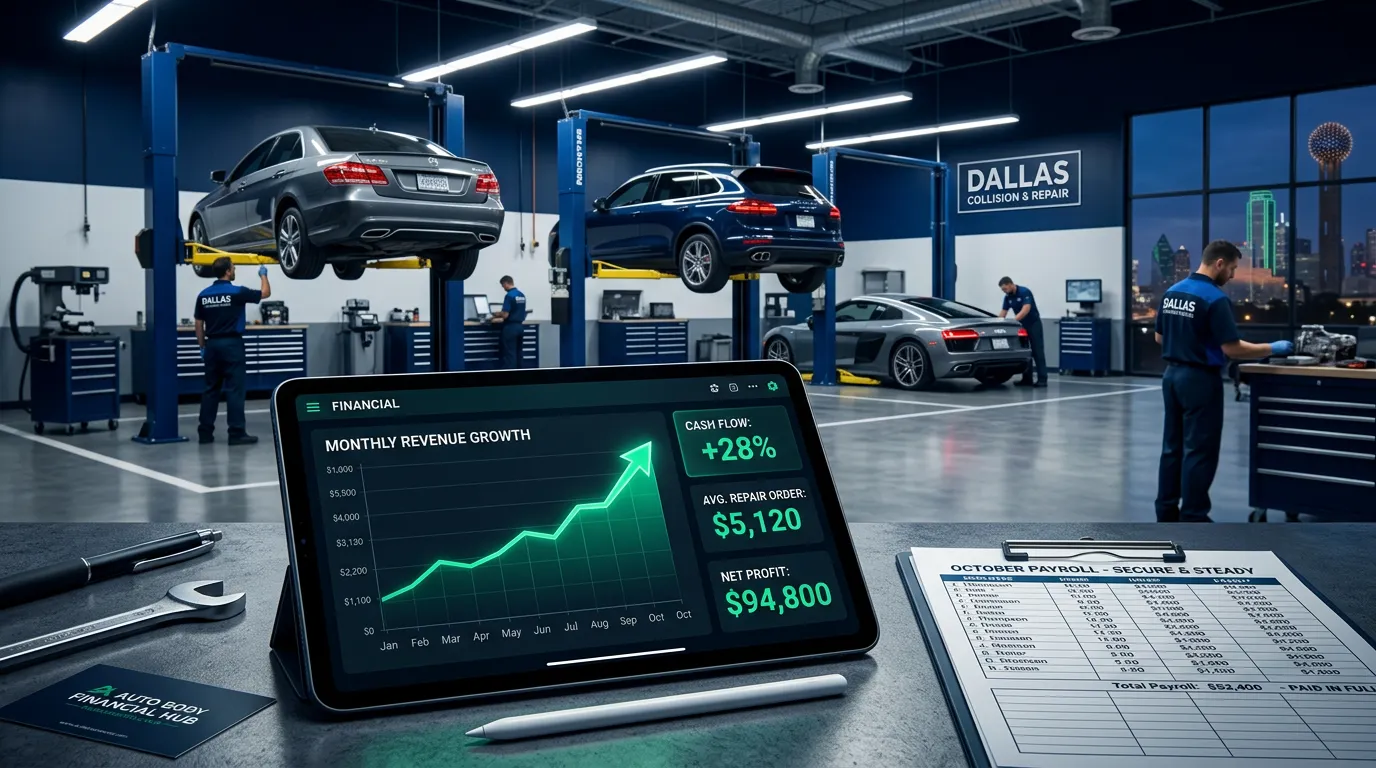 Collision center payroll on screen image