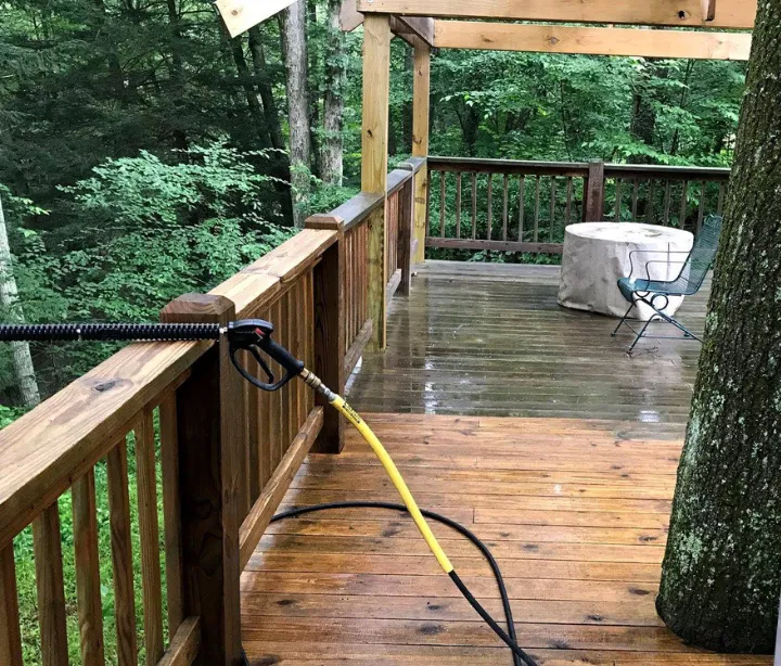 Deck power wash results before and after
