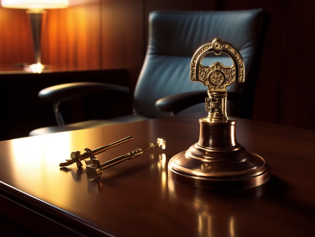 Lawyers Desk & Chair with Emblems on Desk