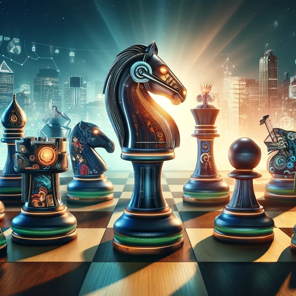 Strategic chessboard illustrating small business strategies for outmaneuvering competition in the market.