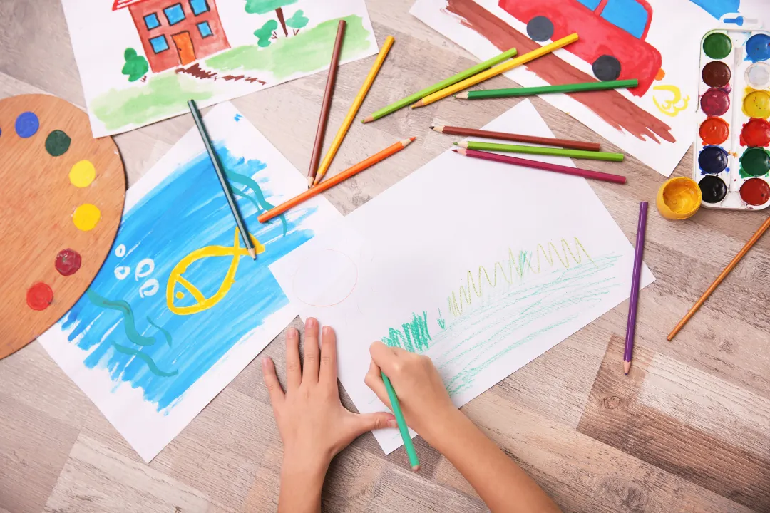 child coloring, drawing, creative expression
