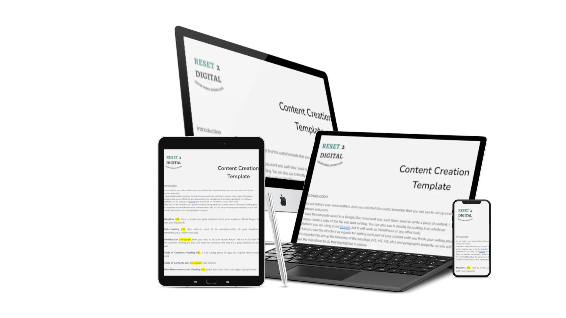 Content creation template