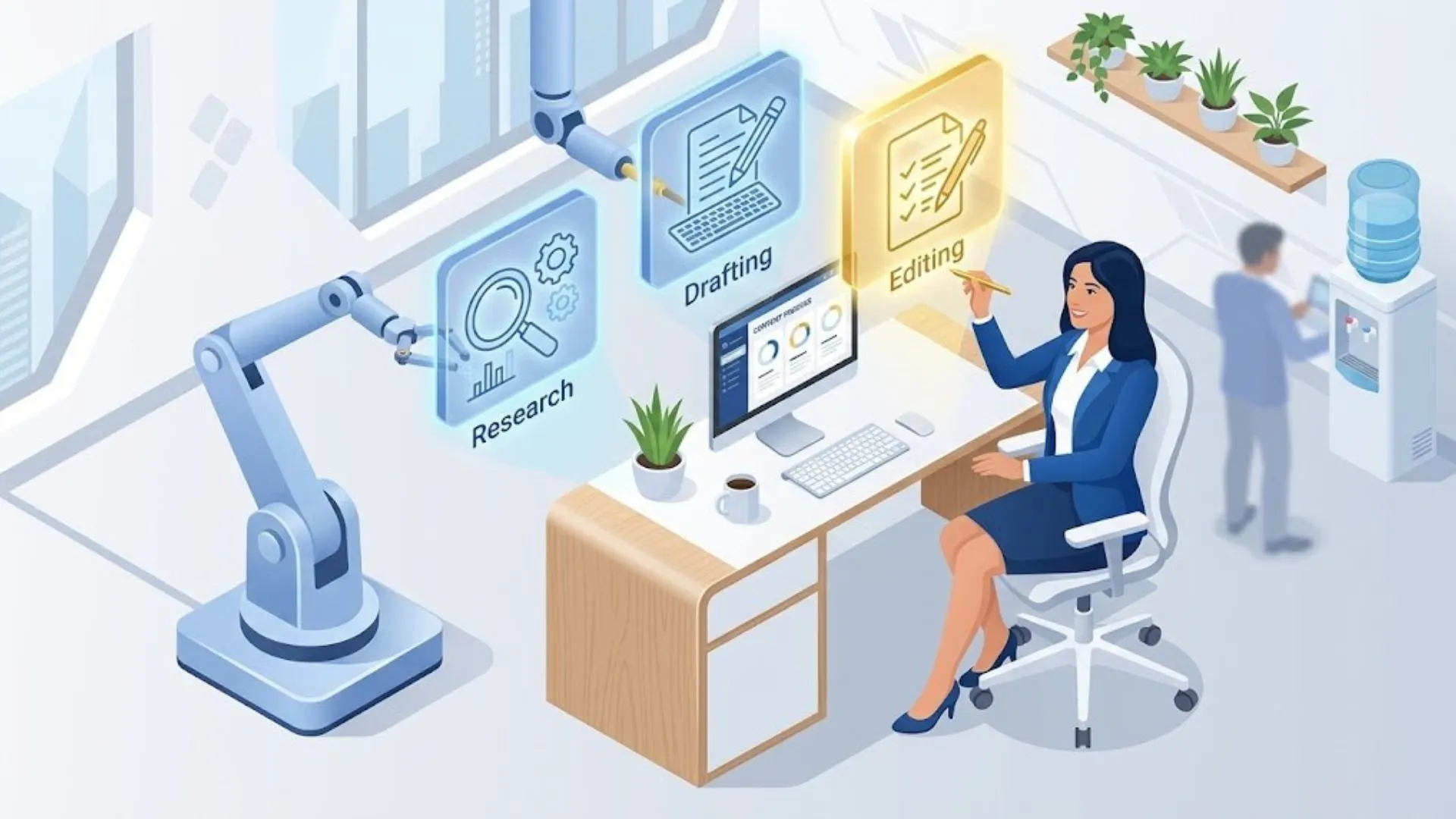 Visualization of the AI vs Human copywriting workflow steps.