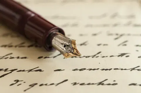 handwritten letters using a quill pen