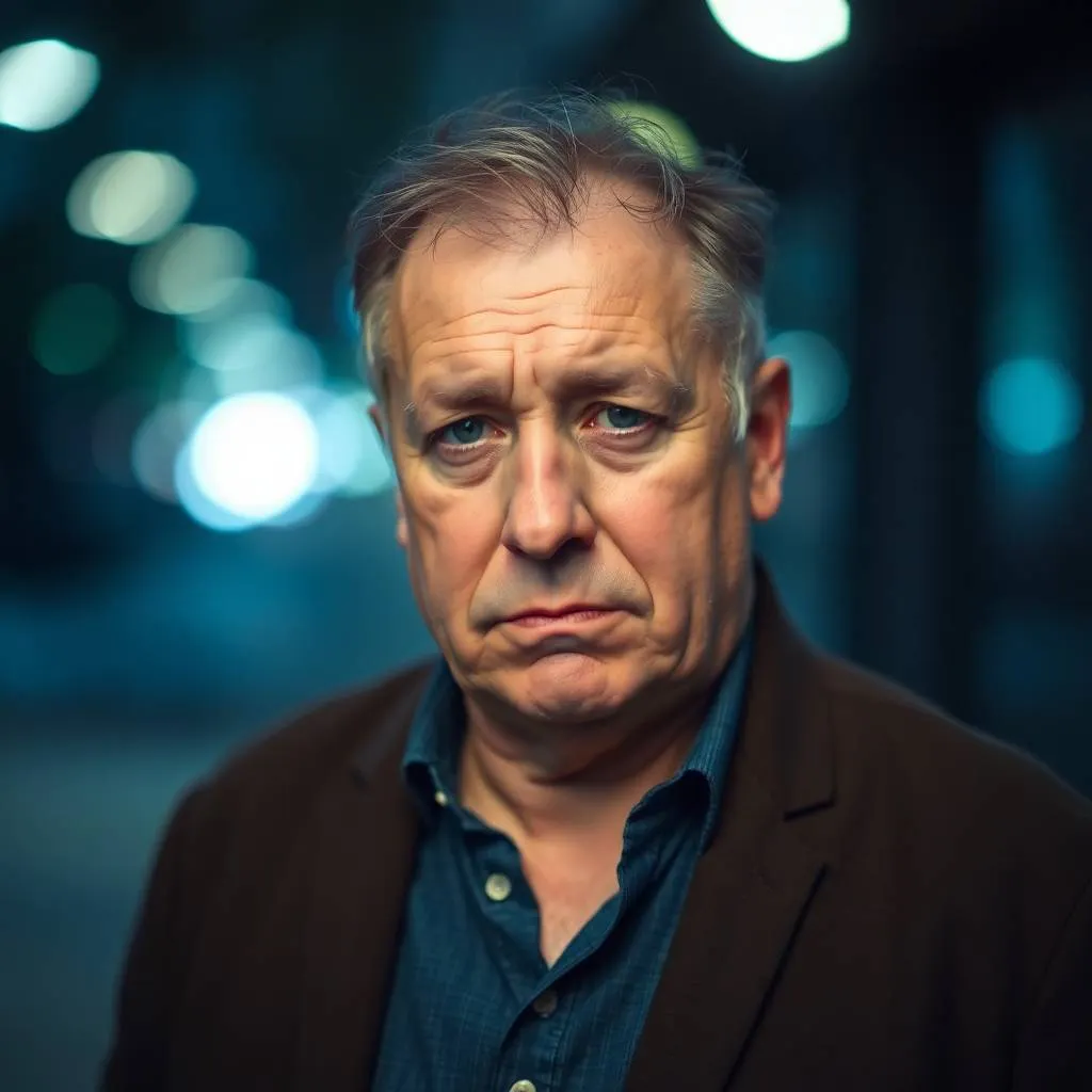 Man looking stoic