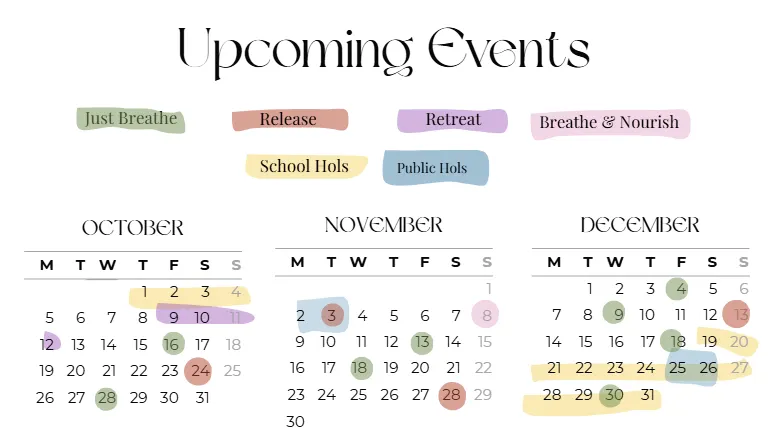 Breathwork Dates for October November December