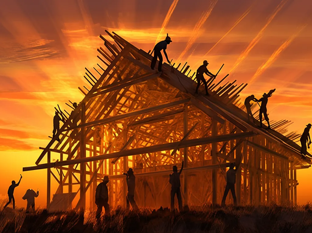 workers building together