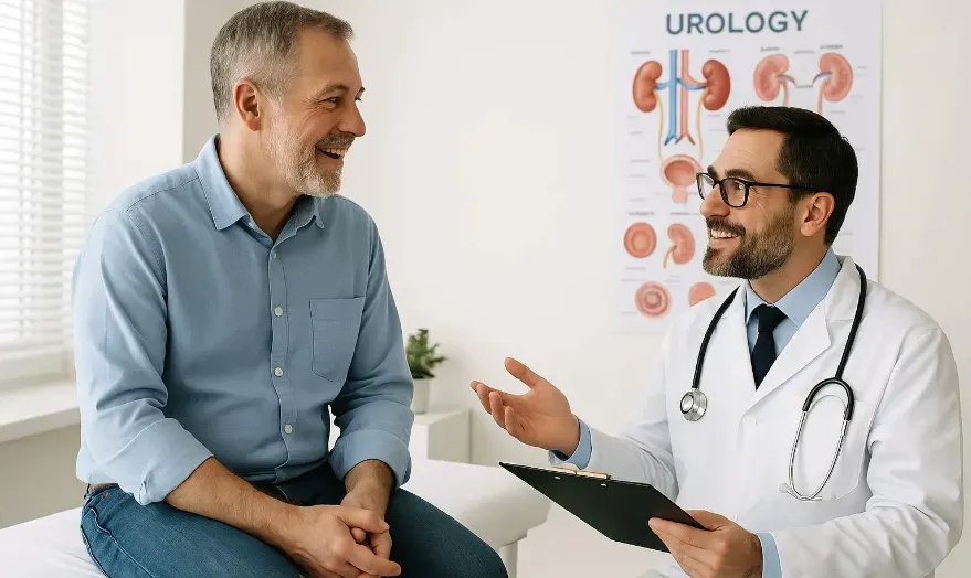 Man discussing prostate health with his doctor