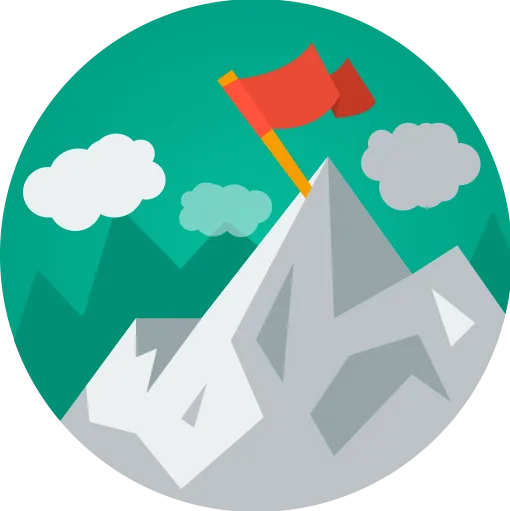 icon of a mountain with a red flag on its peak