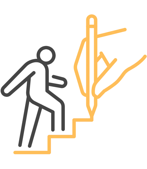 graphic of a man climbing stairs