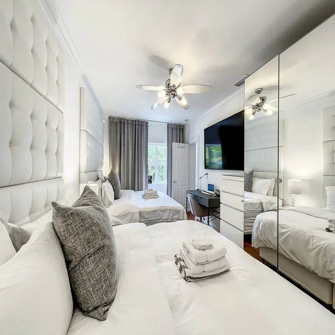 Luxurious bed setup at Villa Laurell Estate - Miami vacation rental