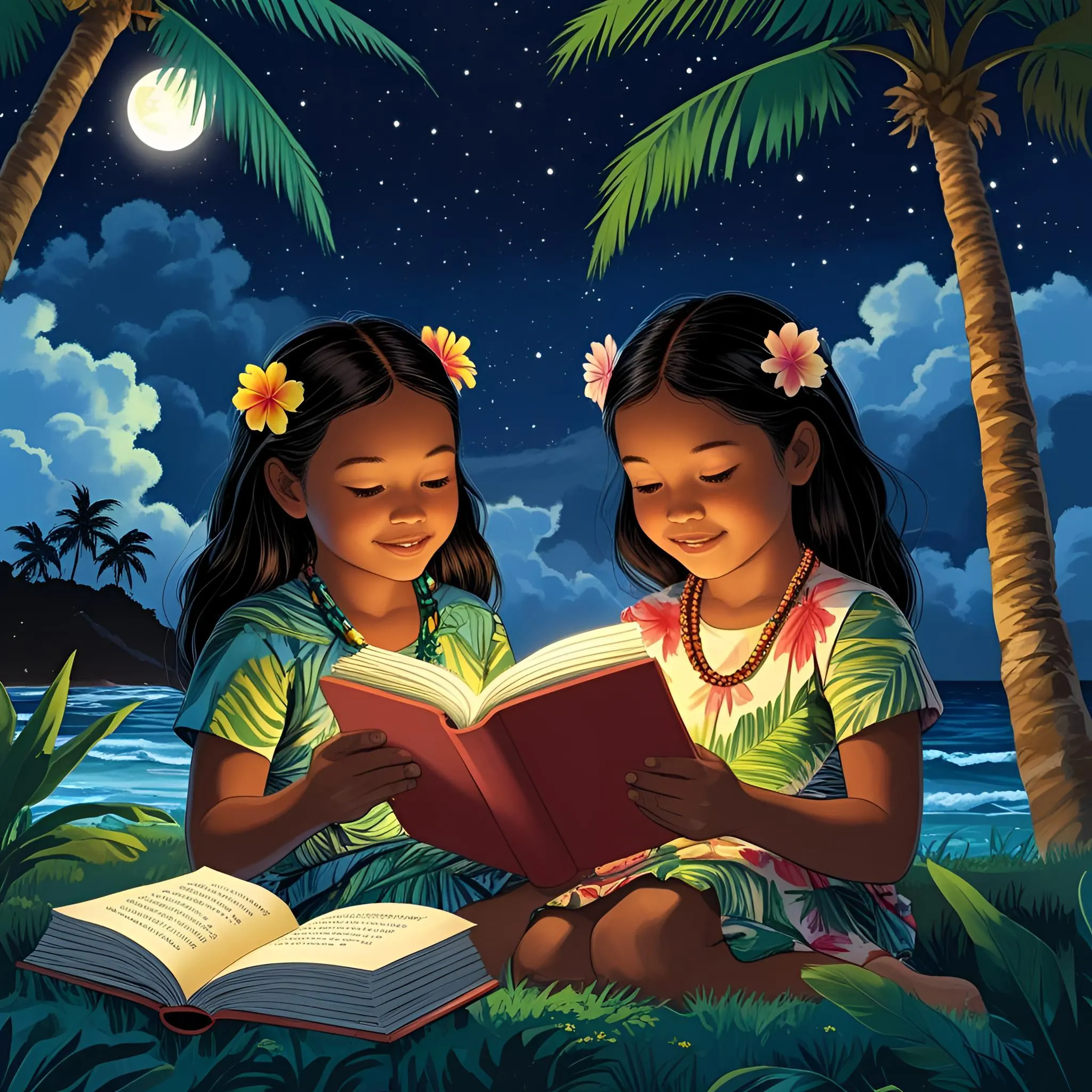 kids enjoys reading the book during night time
