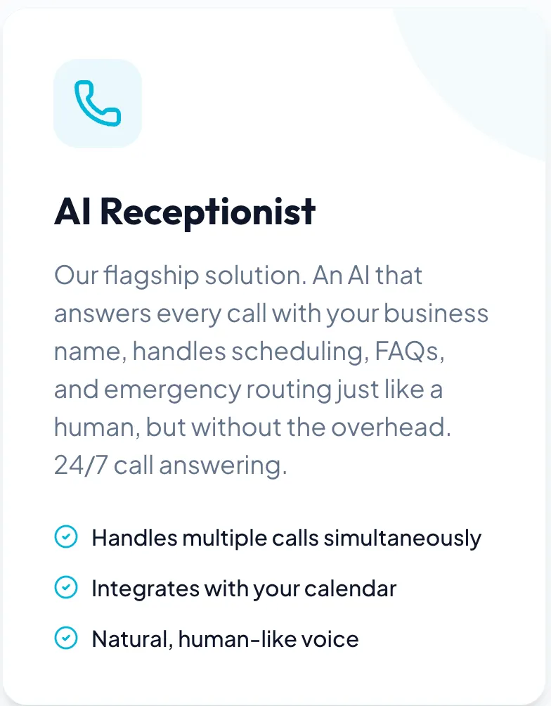 Description of Ai Receptionist with built points