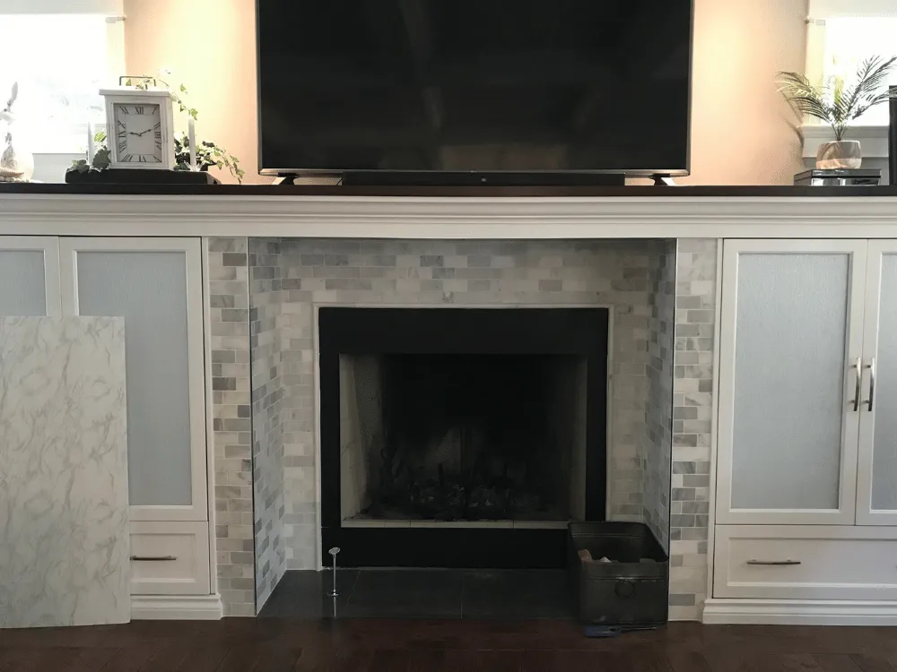 fireplace renovation tile installation