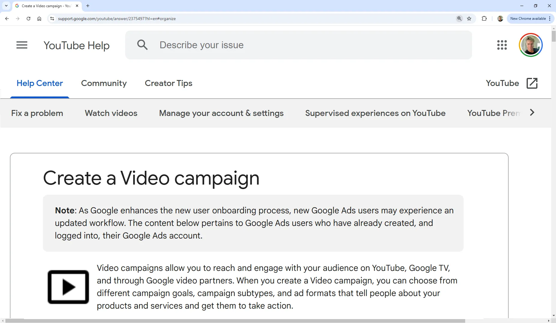 Create A Video Campaign