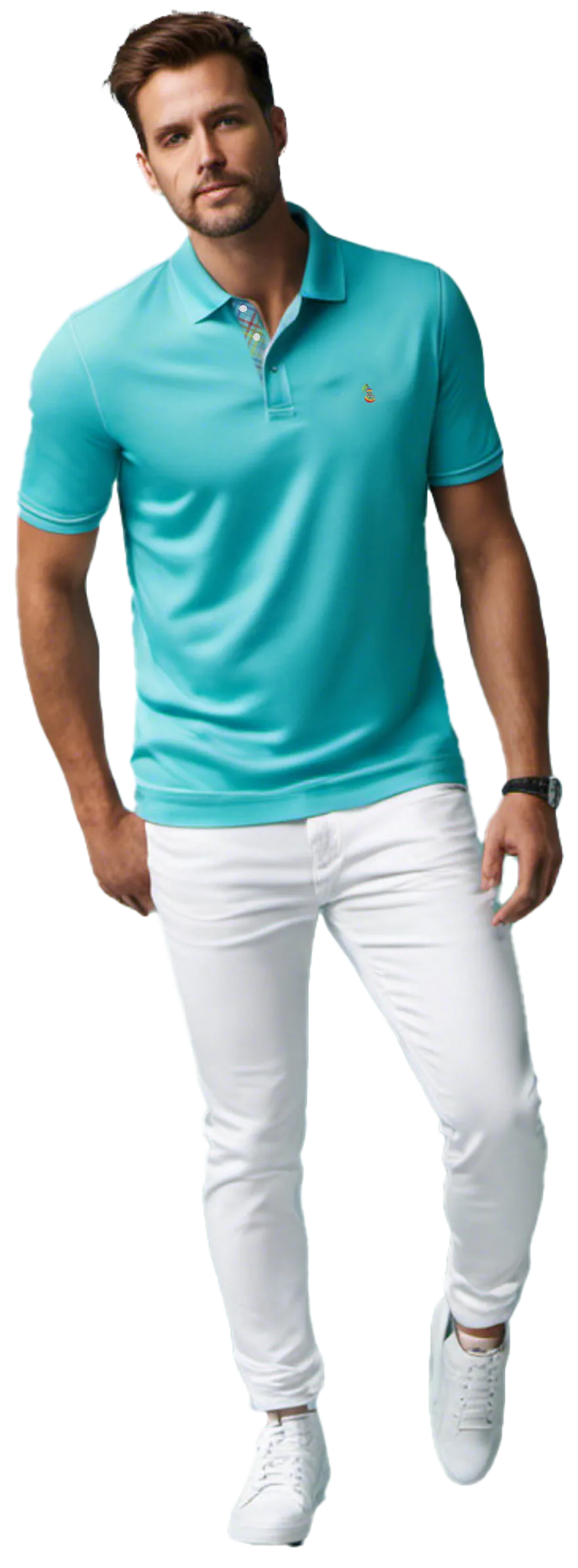 Tom Pearman Aqua Blue Short Sleave Polo Shirt