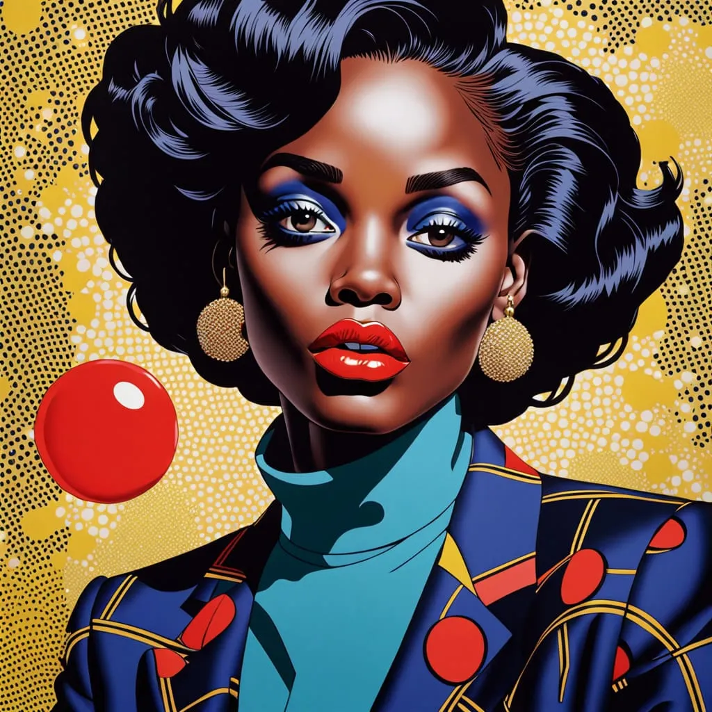 Pop art image of a Black woman in a turtle neck and blazer
