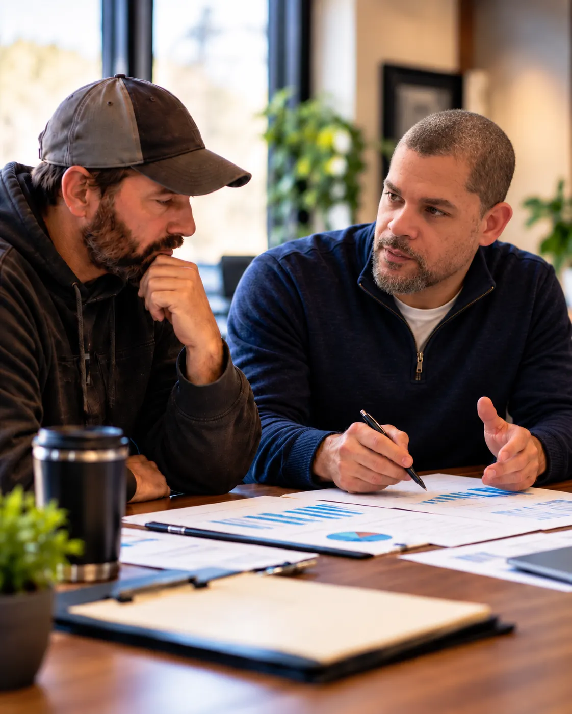 Focused Teamwork Around Business Charts
