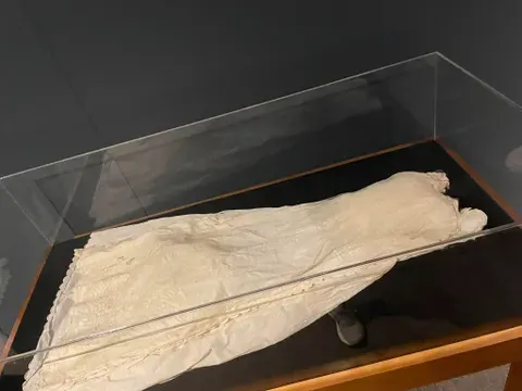 Christening gown on display at Stratford Hall and worn by many members of the 18th and 19th century Lees of Virginia