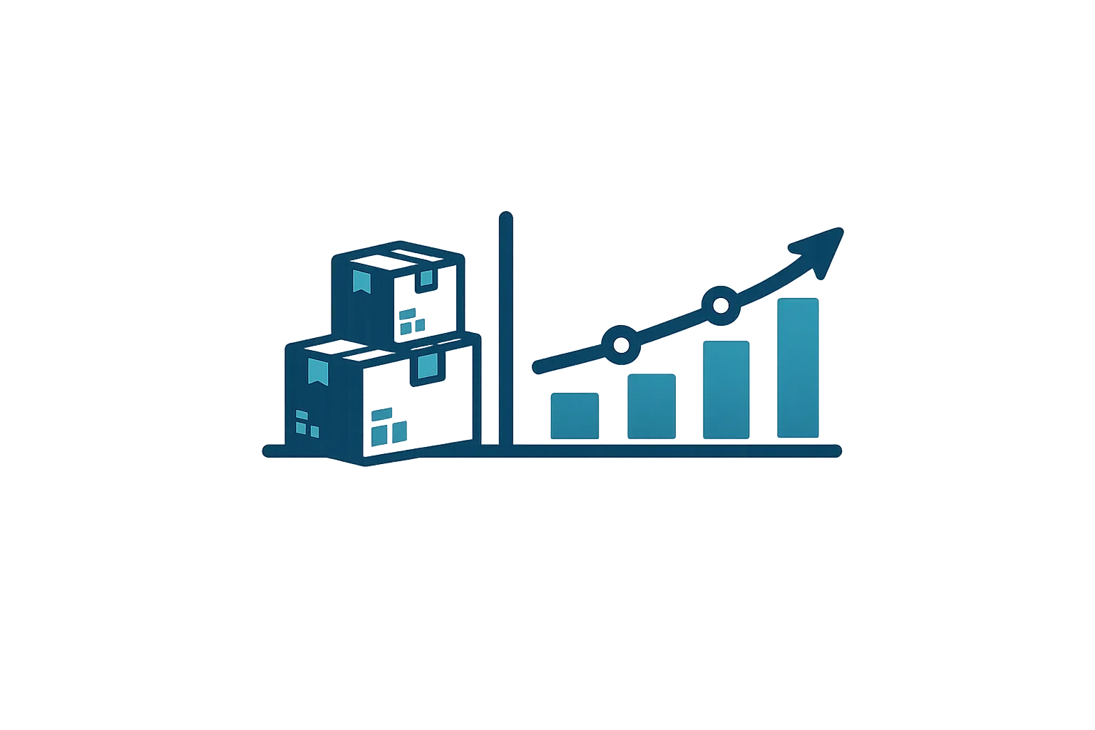 tacked inventory boxes with a trend line