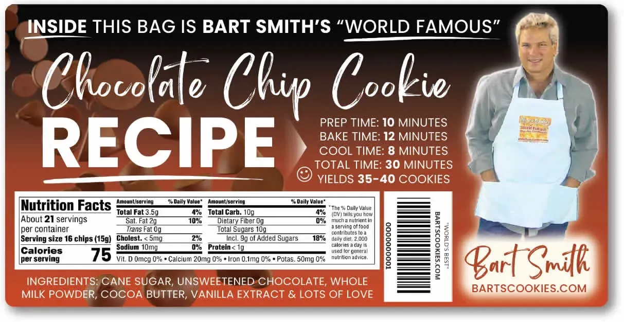 BartsCookies.com Chocolate Chips Brand (Back Side of Bag)