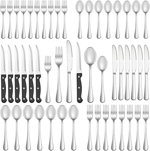 48 Pcs Silverware Set with Steak Knives Service for 8
