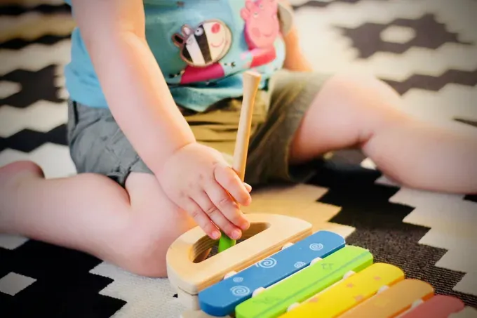 baby with xylophone