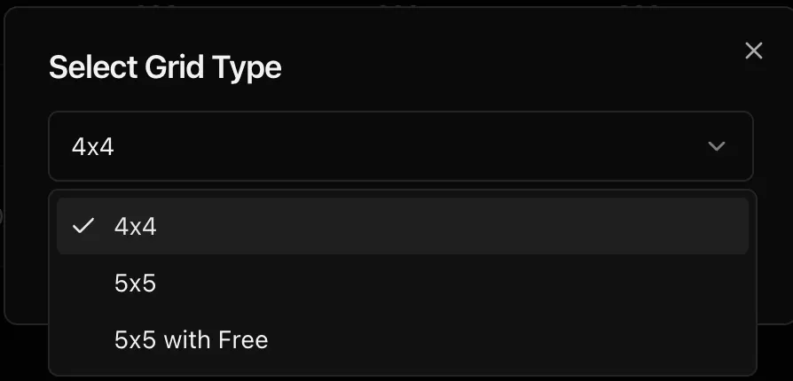 Music Bingo Car Generator Select Grid Type 