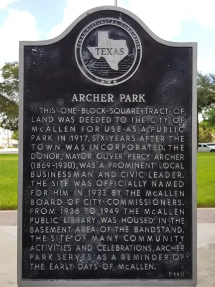 mcallen archer park historical marker