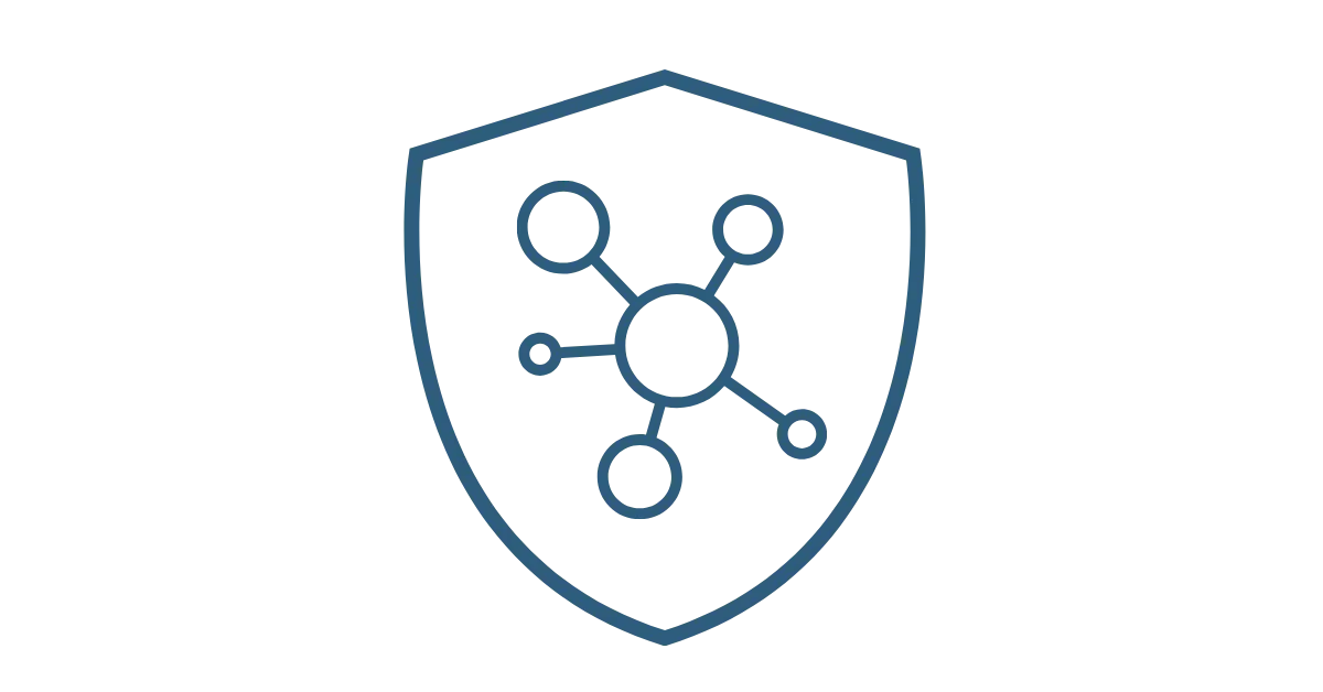 shield with 5 connected nodes