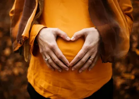 Happy Mom Belly with a happy baby in belly 