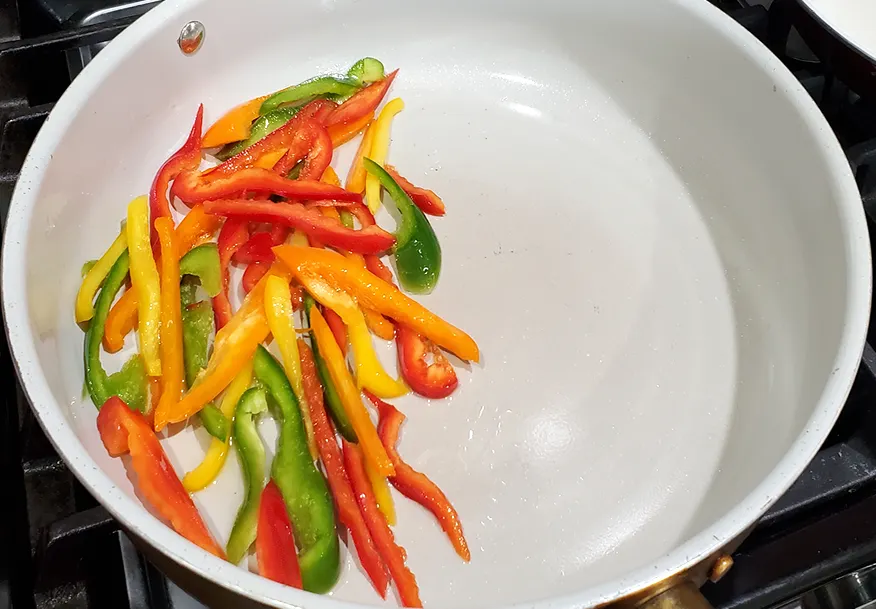 Sliced Bell Peppers To Make Bart's Quick & So Delish 